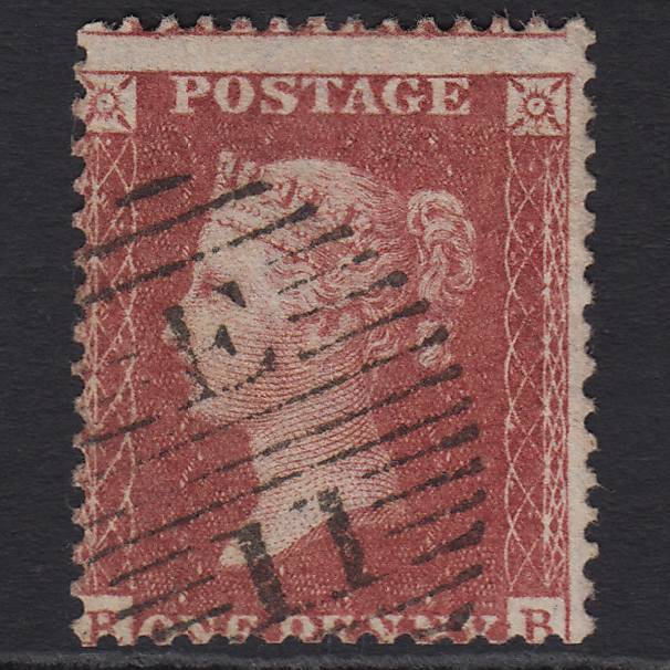 GB QV 1857 1d Pl 55 SG40-C10(1) Constant Variety RB GU London D&S E11
