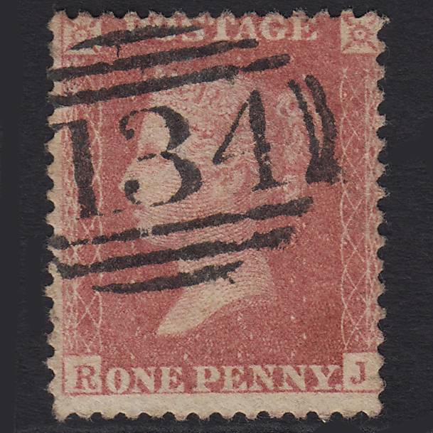 GB QV 1857 1d Pale Rose (Plate 48) SG39-C10(3) RJ GU Bristol 134