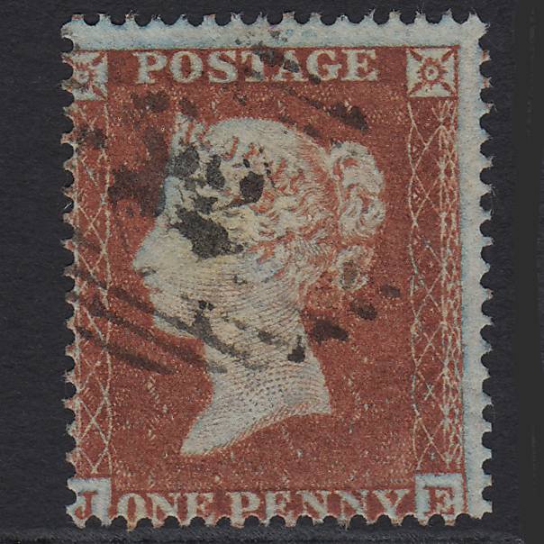 GB QV 1854 1d Red-brown SG17-C1(1) Framed Reverse JE FU Misperf