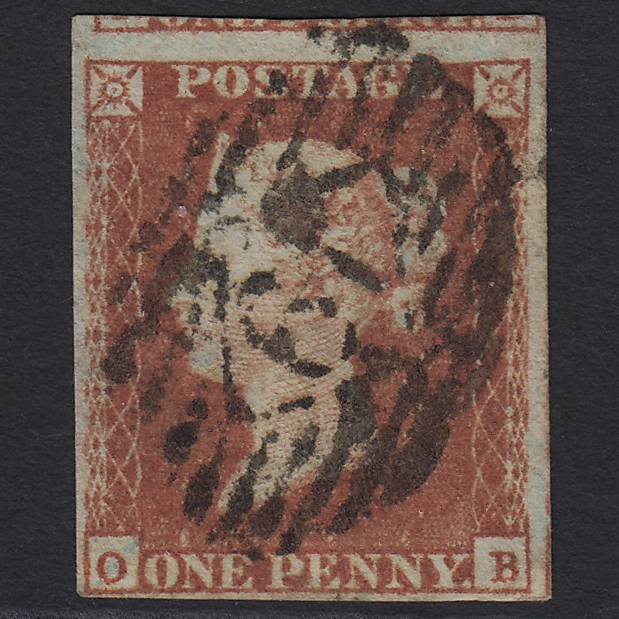 GB QV 1841 1d Red-brown Pl 89 SG8-B1(1) OB GU 4 Margins London IS Cancel
