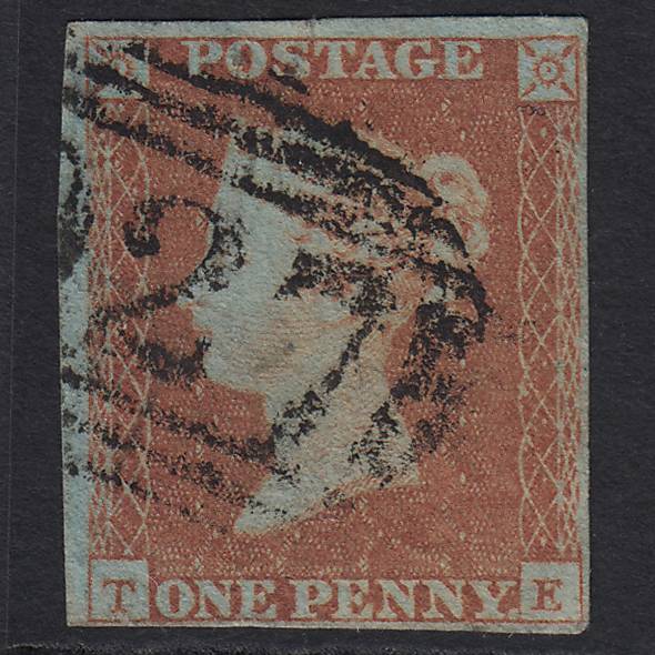 GB QV 1841 1d Red-brown Pl 102 SG8-B1(1) TE GU 4 Margins Yarmouth 927