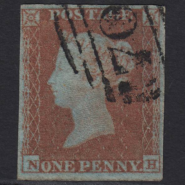 GB QV 1841 1d Red-brown Pl 107 SG8-B1(1) NH VFU 4M Imperf Light Cancel