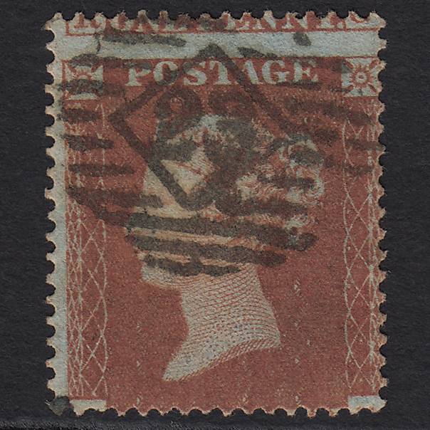 GB QV 1854 1d Red-brown PL R3 SG17-C1(1) RG FU London IS 23 Large Misperf
