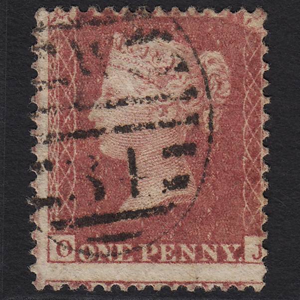 GB QV 1857 1d (Plate 27) SG40-C10(1) OJ GU London D&S W34 Large Misperf