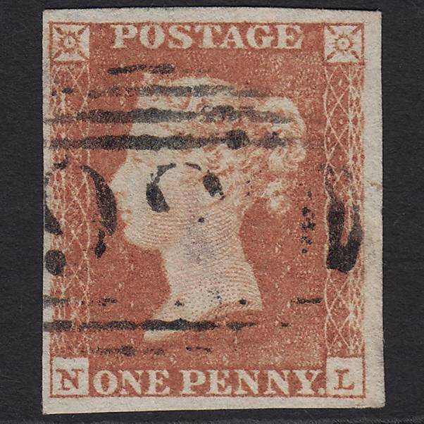 GB QV 1841 1d Red-brown (Plate 92) SG8-B1(1) NL GU 4 Margins