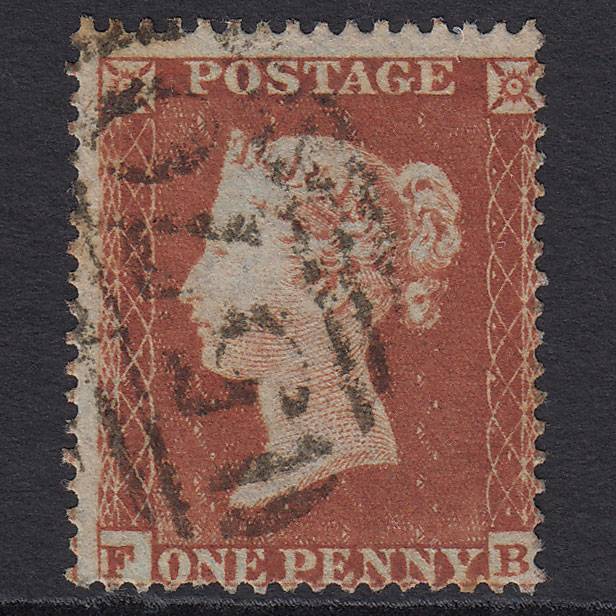 GB QV 1854 1d Red-brown (Plate 189) SG17-C1(1) FB GU Northampton 570 Misperf