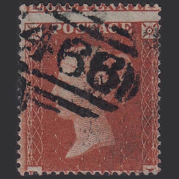 GB QV 1854 1d Red-brown (Plate 194) SG17-C1(1) EI GU Liverpool 466 Misperf