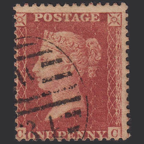 GB QV 1857 1d Rose-red Pl 57 SG40-C10(1) CC GU London D&S W34 Misperf