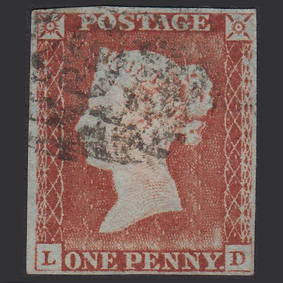 GB QV 1841 1d Pale Red-brown (Plate 46) SG9-B1(3) LD FU 4M Imperf