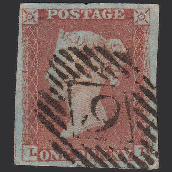 GB QV 1841 1d Red-brown Pl 80 SG8-B1(1) LD FU 4M London IS Malformed L