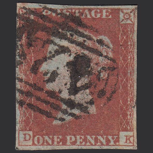 GB QV 1841 1d Red-brown (Plate 87) SG8-B1(1) DK GU 4 Margins