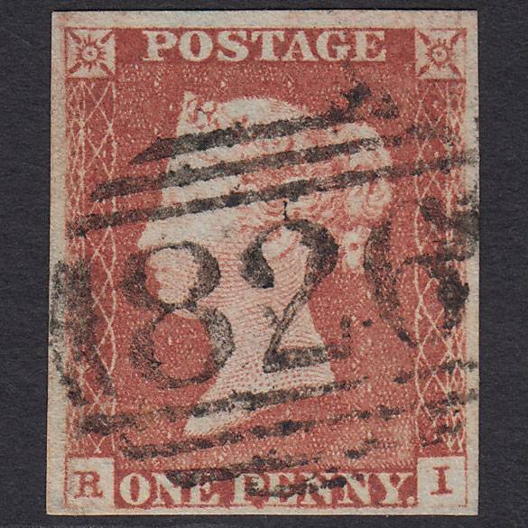 GB QV 1841 1d Pale Red-brown (Plate 65) SG9-B1(3) RI FU 4 Margins Usk 826