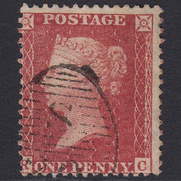 GB QV 1857 1d Rose-red Pl 57 SG40-C10(1) RC FU London D&S S20 Misperf