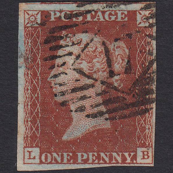 GB QV 1841 1d Red-brown (Plate 47) SG8-B1(1) LB FU 4 Margins London IS 17