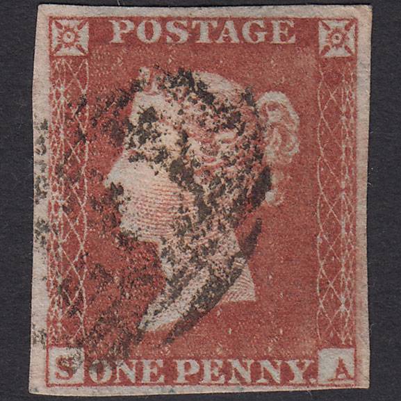 GB QV 1841 1d Red-brown (Plate 125) SG8-B2(1) SA FU 4 Margins