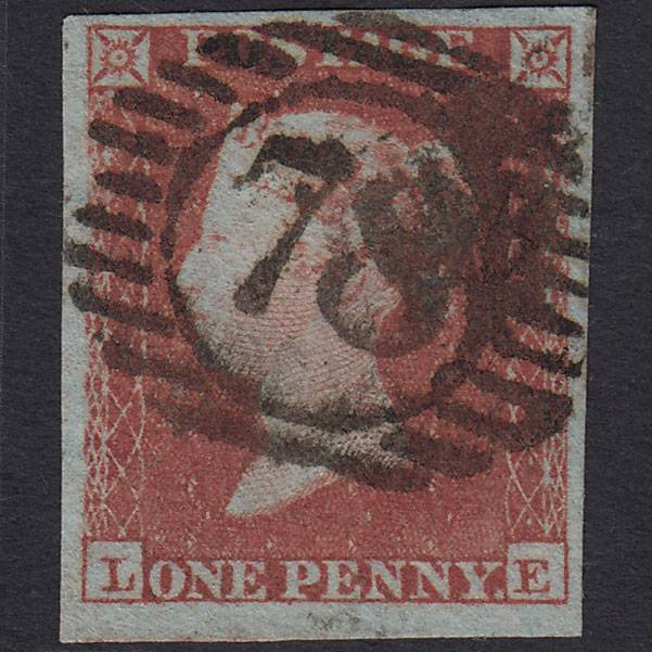 GB QV 1841 1d Pl 142 SG8-B2(1) LE FU 4 Good to Huge Margins London D&S 78