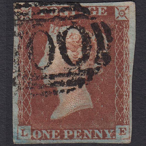 GB QV 1841 1d Red-brown Pl 62 SG8-B1(1) LE GU 4 Margins Sheffield 700