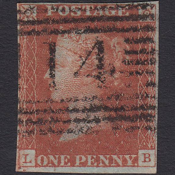 GB QV 1841 1d Red-brown (Plate 49) SG8-B1(1) LB FU 4 Margins Dundee 114
