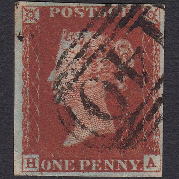 GB QV 1841 1d Deep Red-brown (Plate 53) SG10-B1(4) HA FU 4M Redditch 140