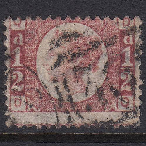 GB QV 1870 1/2d Rose-red (Plate 14) SG48-G4 DQ GU Large Misperf