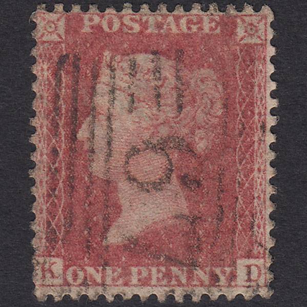 GB QV 1857 1d Pale Rose (Plate 57) SG39-C10(3) KD FU Carluke 67