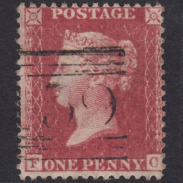 GB QV 1857 1d Rose-red (Plate 49) SG40-C10(1) FC VFU Glasgow 159