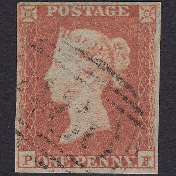 GB QV 1841 1d Red-Brown Plate 94 SG8-B1(1) PF FU Knighton 480