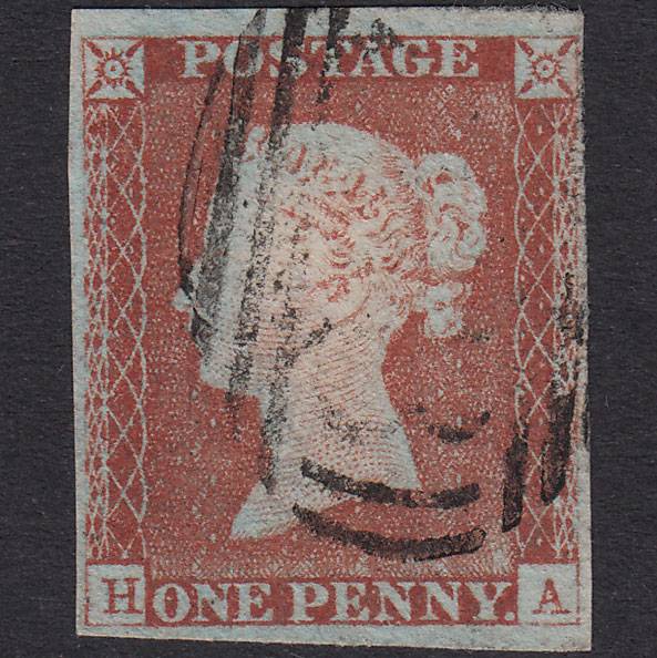 GB QV 1841 1d Red-Brown Plate 49 SG8-B1(1) HA FU Nr 4 Margins
