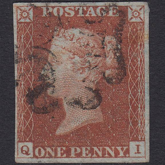 GB QV 1841 1d Red-Brown Plate 13 SG8-B1(1) QI FU 4 Margins Maltese Cross