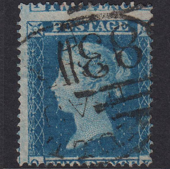 GB QV 1854 2d Plate 4 SG19-F1(1) QK FU Hull 383 Spoon Large Misperf