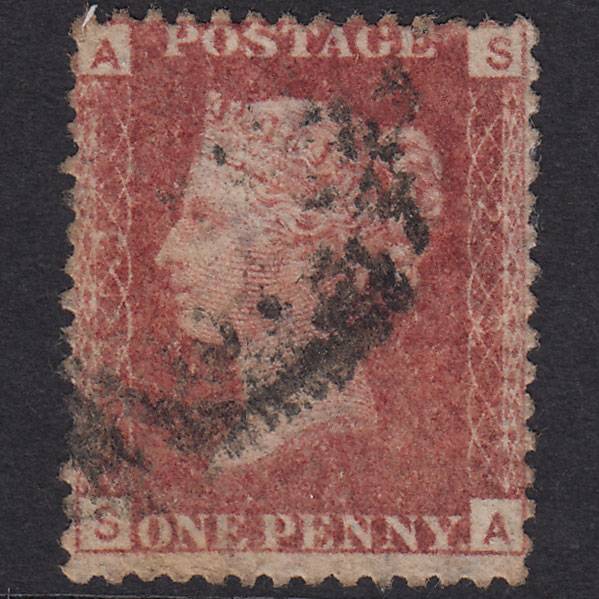 GB QV 1864 1d Lake-Red Plate 213 SG44-G1(2) SA GU