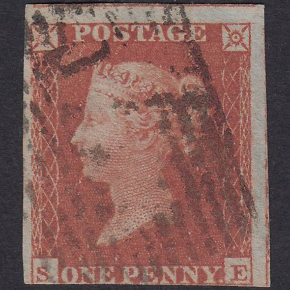 GB QV 1841 1d Red-Brown Plate 157 SG8-B2(1) SE GU 3 Margins Scotland