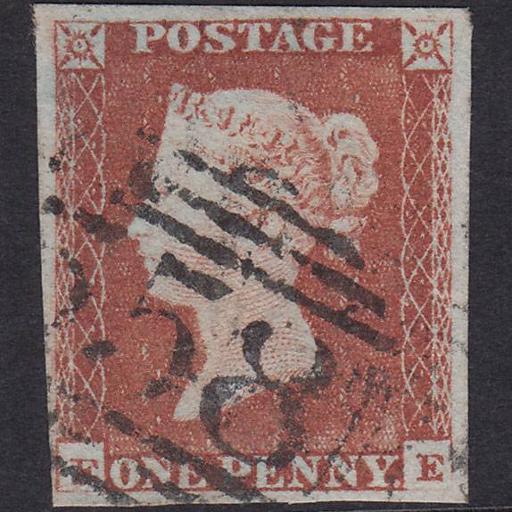 GB QV 1841 1d Red-Brown Plate 65 SG8-B1(1) EE GU 4 Margins Newnham 558