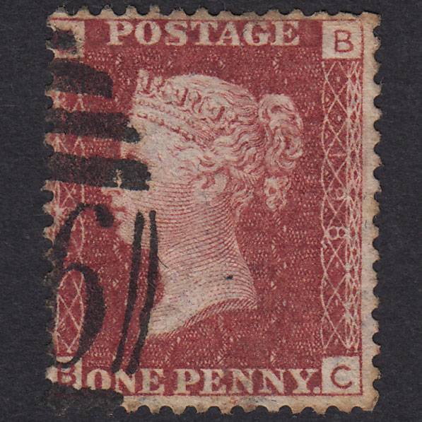 GB QV 1864 1d Lake-Red Plate 198 SG44-G1(2) BC GU