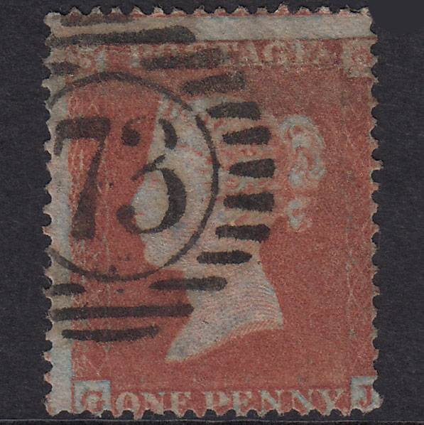 GB QV 1854 1d Red-Brown Plate 173 SG17-C1(1) GJ GU London D&S 73
