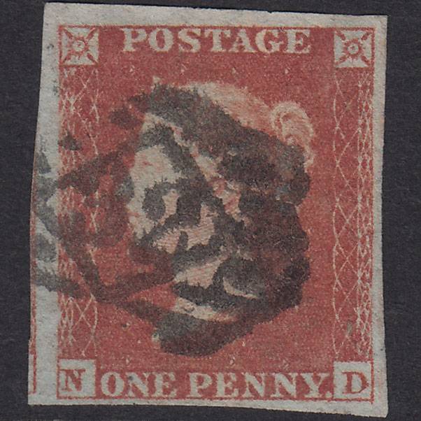 GB QV 1841 1d Red-Brown Plate 162 SG8-B2(1) ND GU 4 Margins London IS 32
