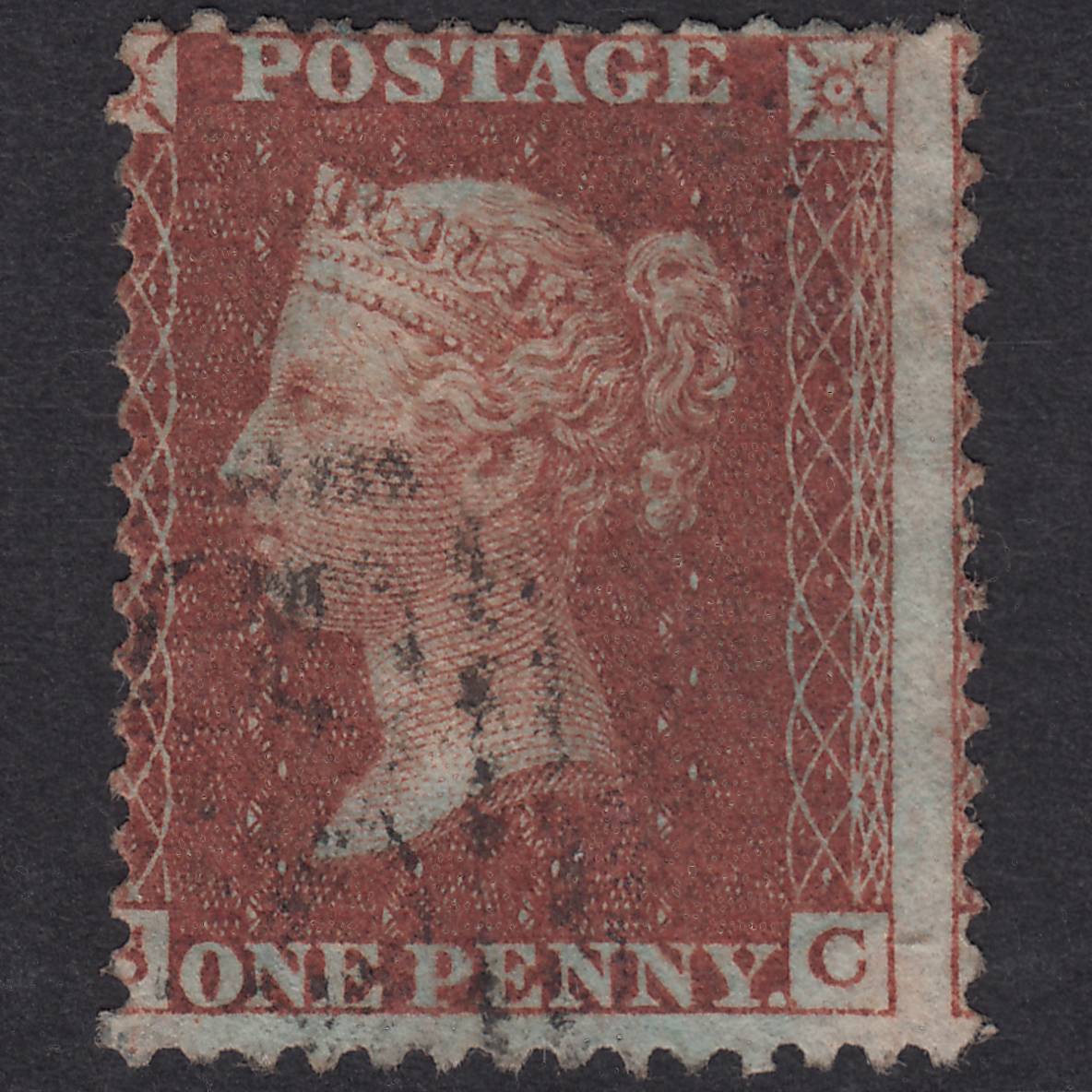 GB QV 1855 1d Red-Brown Plate 17 SG24-C3(1) SC FU Light Cancel
