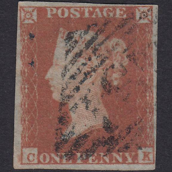 GB QV 1841 1d Red-Brown Plate 94 SG8-B1(1) CK FU Ireland