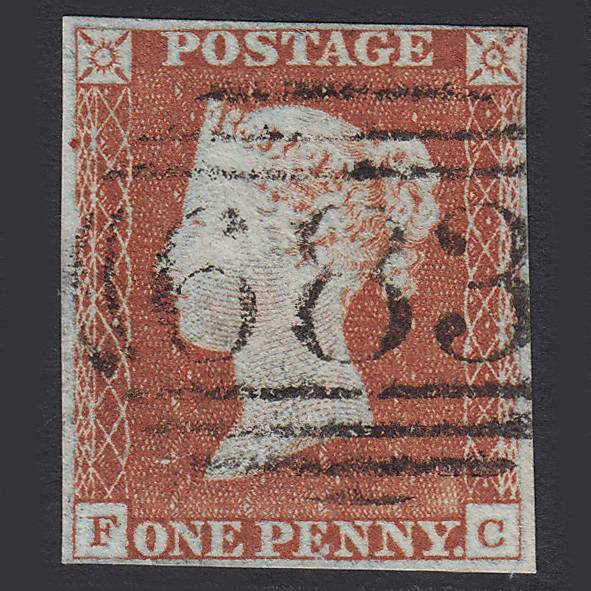 GB QV 1841 1d Penny Red-brown (Plate 45) SG8 FC FU Salisbury (683) 4M