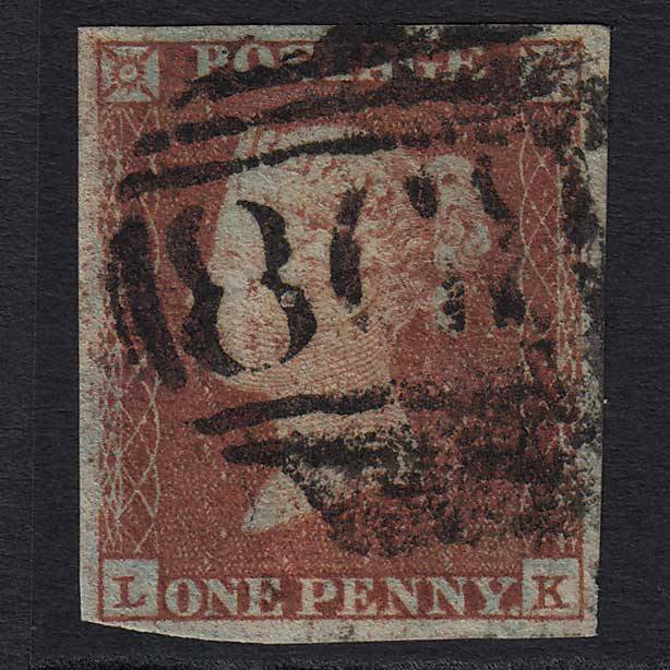 GB QV 1841 1d Red-brown (Plate 96) (SG8) 'LK' GU 4 Margins