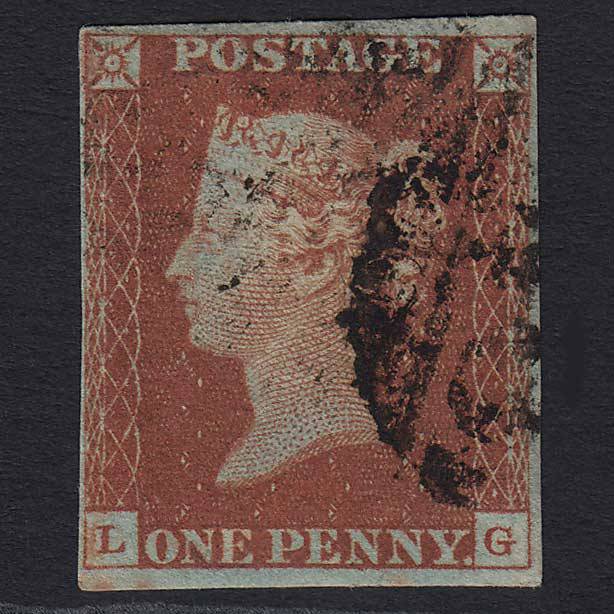 GB QV 1841 1d Red-brown (Plate 54) (SG8) 'LG' FU 4 Margins