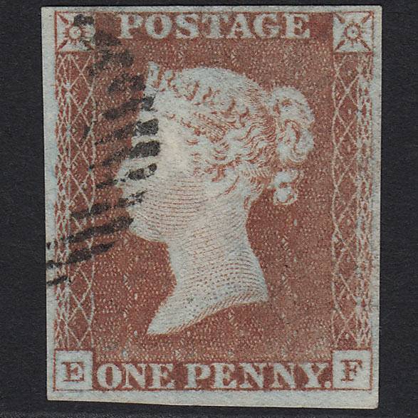 GB QV 1841 1d (Plate 45) SG9-B1(3) EF VFU London Light Cancel 4 Margins