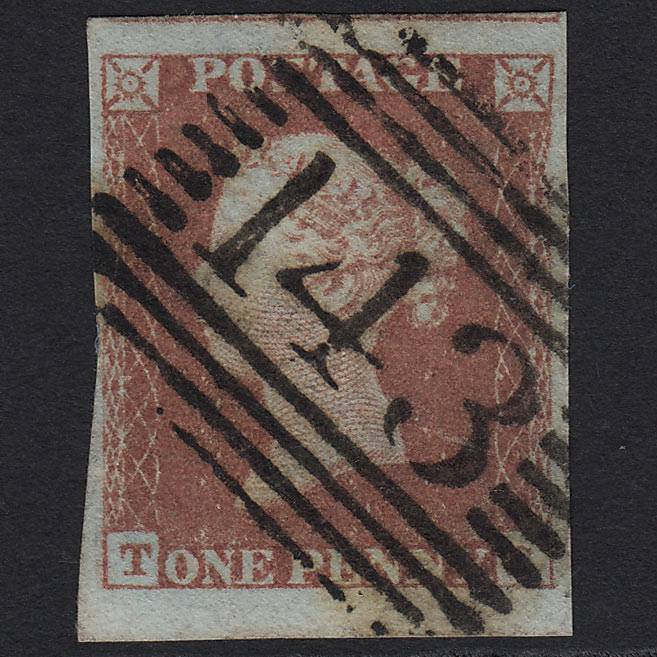 GB QV 1841 1d Red-brown Pl 163 SG8-B2(1) TC FU Fochabers 143 4M Imperf