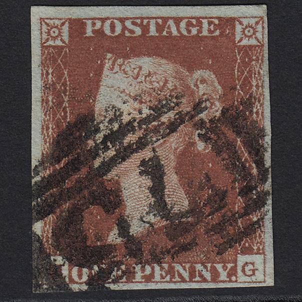 GB QV 1841 1d Red-brown Pl 51 SG8-B1(1) HG GU Birmingham 75 4 Margins