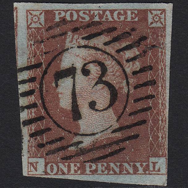 GB QV 1841 1d Red-brown Pl 161 SG8-B2(1) NL FU London D&S 73 4M Imperf