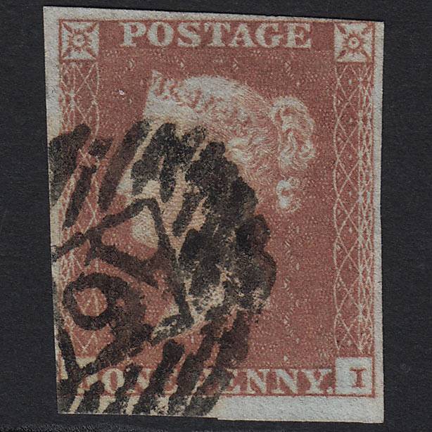 GB QV 1841 1d Red-brown Pl 122 SG8-B1(1) RI GU London IS 16 4 Margins