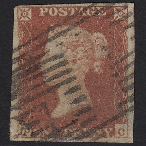 GB QV 1841 1d Red-brown (Plate 94) SG8-B1(1) PC GU in Scotland 4 Margins