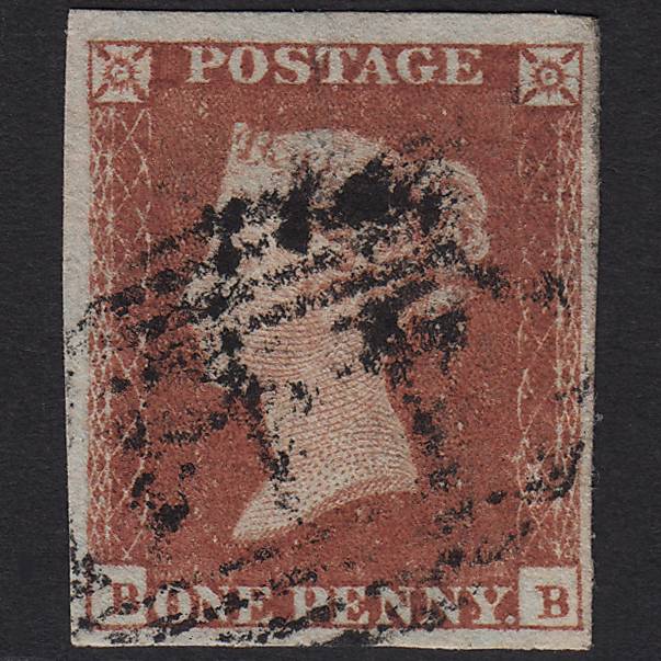 GB QV 1841 1d Red-brown (Plate 126) SG8-B2(1) BB FU Leamington 444 4M
