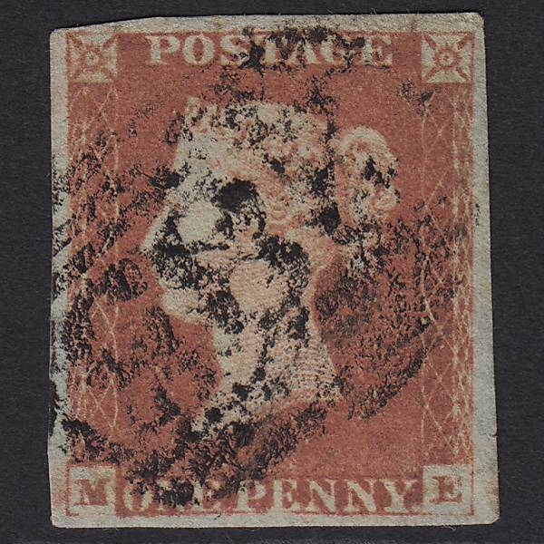 GB QV 1841 1d Red-brown (Plate 74) SG8-B1(1) ME GU 4M Imperf Exeter 285