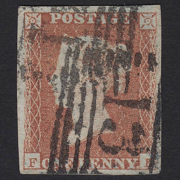 GB QV 1841 1d Red-brown Pl 93 SG8-B1(1) FK GU 4M Imperf Edinburgh 131